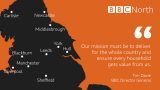 Infographic with North England map and quote