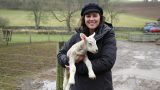 Jill Halfpenny holding a lamb